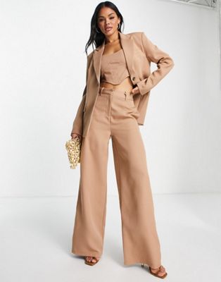 SNDYS tailored co ord in tan