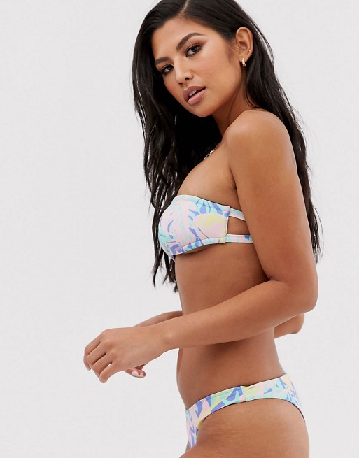 Sole East by Onia Exclusive bandeau bikini in pink palm print