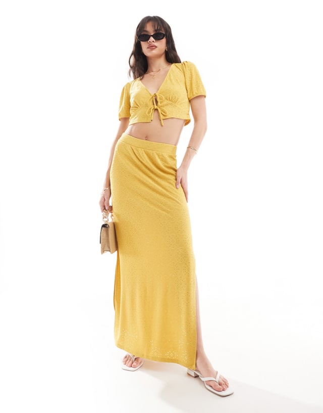 Something New - styled by claudia bhimra broderie tie front top and maxi skirt co-