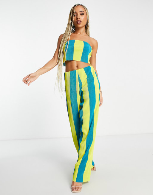 Something New wide leg pants in blue and yellow stripe - part of a