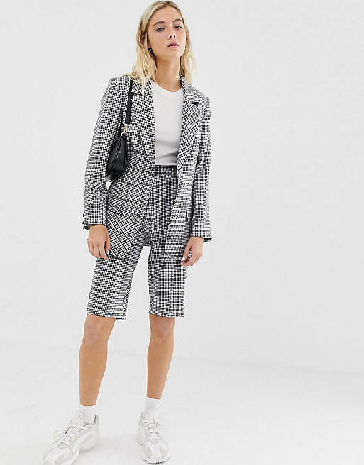 SOS DESIGN city suit in khaki houndstooth check