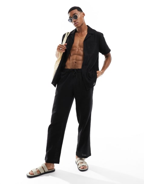 South Beach beach co-ord in black textured weave - view 1