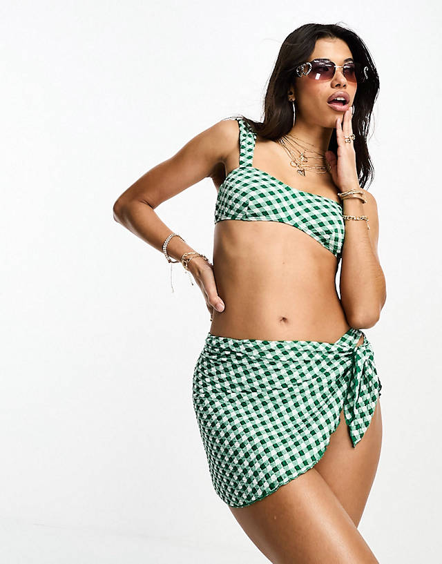 South Beach - bikini set with wide straps in green gingham