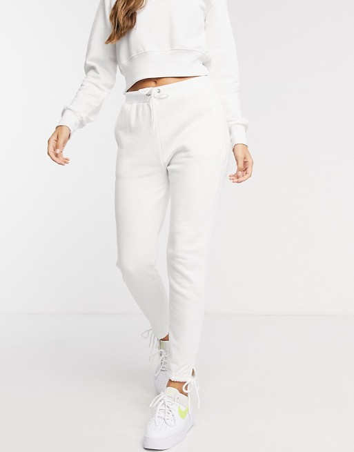 South Beach cropped hoodie and slim fit joggers in white