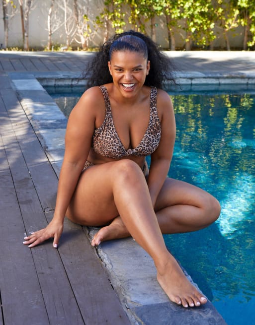 South Beach Curve X Leslie Sidora exclusive mix & match set in animal print - MULTI