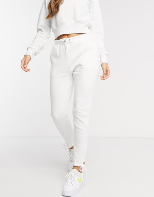 South Beach - Felpa con cappuccio corta e joggers vestibilità slim color bianco