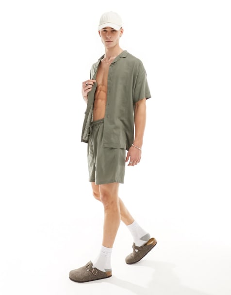 South Beach – Khakifärgat strandshorts i linnemix - view 1