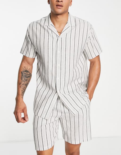 South Beach linen blend beach co-ord in black stripe | ASOS