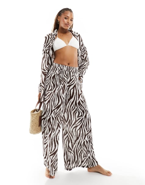 South Beach wrap swimsuit in tropical abstract print