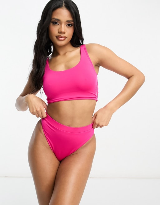 Neon pink store high waisted bikini