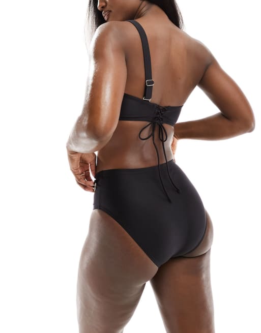  Speedo shaping asymmetric Bikini set in black