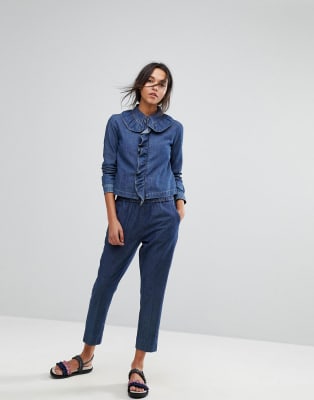 tilgive Rang anker Sæt med denimskjorte og -jeans med flæser fra Max&Co | ASOS