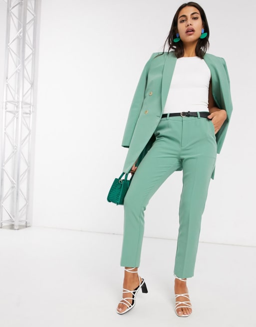 Stradivarius blazer and pants suit in green ASOS