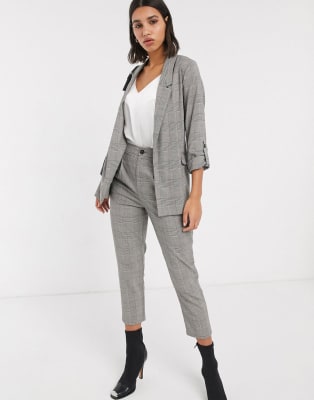 Stradivarius – Blazer und Hose mit Kettendetail, kariert