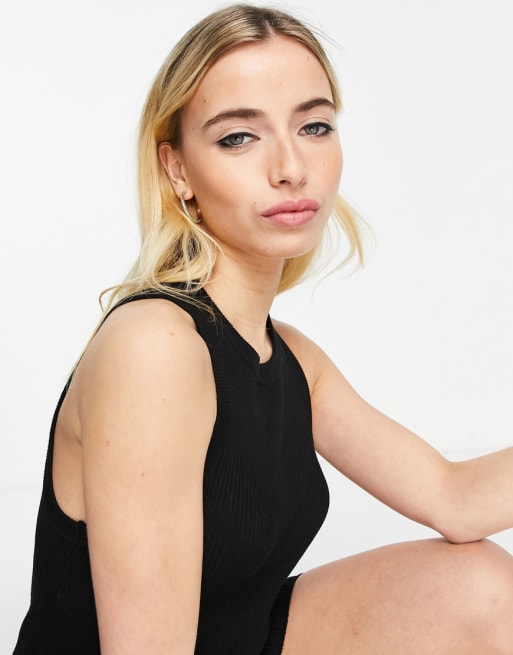 Stradivarius - Co-ord set van gebreid hemd en flare-broek in zwart