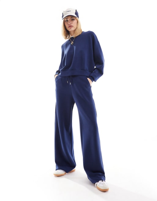 Stradivarius - Co-ord set van zachte trui en joggingbroek in marineblauw