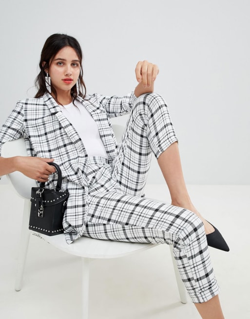 Stradivarius - Combi-set blazer met ruitmotief en broek