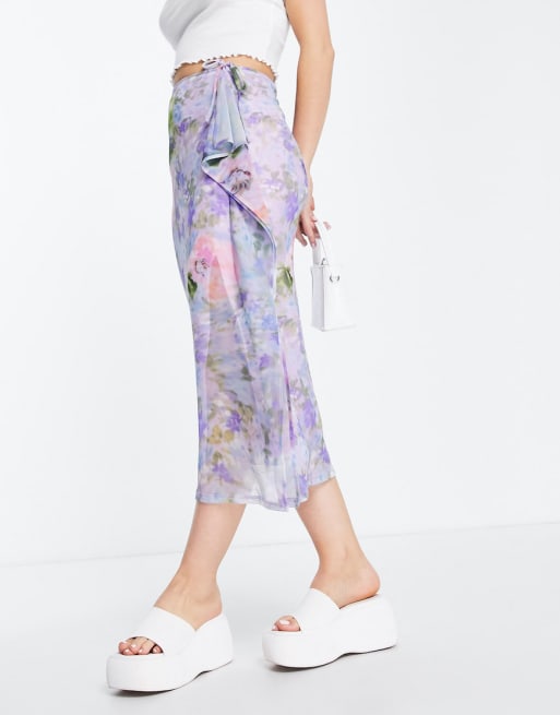 Stradivarius - Coordinato blu tie-dye con top effetto bustino e gonna midi