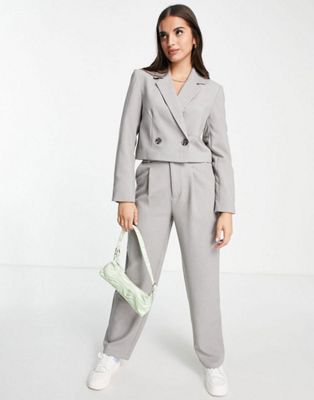 Stradivarius relaxed mom tailored trousers co-ord in grey