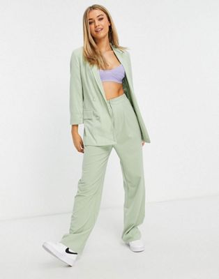 Stradivarius double breasted blazer co-ord in sage green