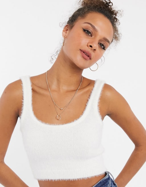 Fluffy knit 2025 crop top