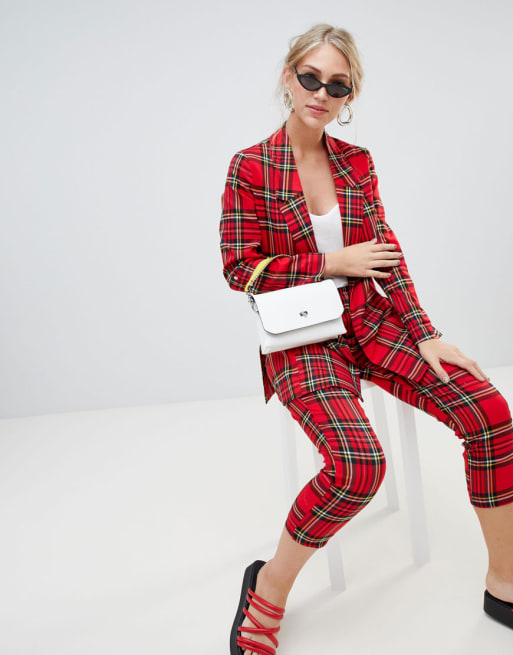 Red tartan cheap suit womens