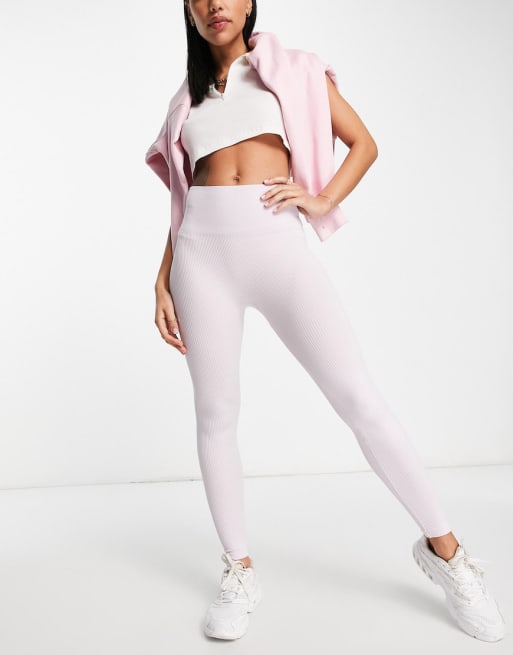Stradivarius seamless cropped vest top and ribbed leggings co ord in lilac ASOS