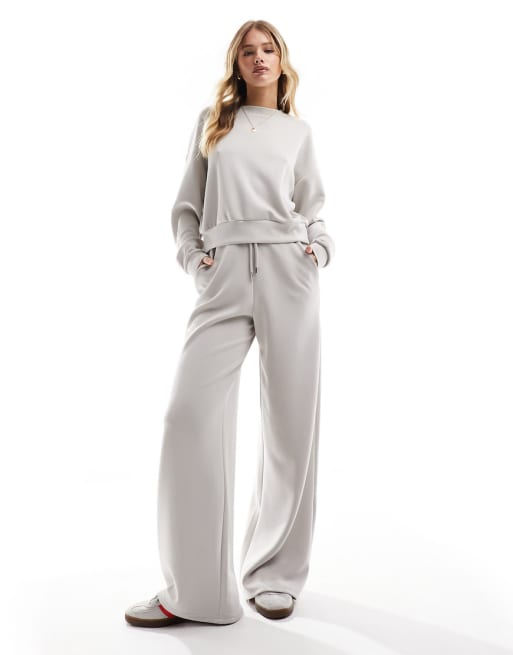 Stradivarius soft touch jumper & jogger co-ord in ice - WHITE | ASOS