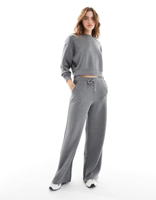 Stradivarius soft touch sweatshirt & jogger in grey co-ord