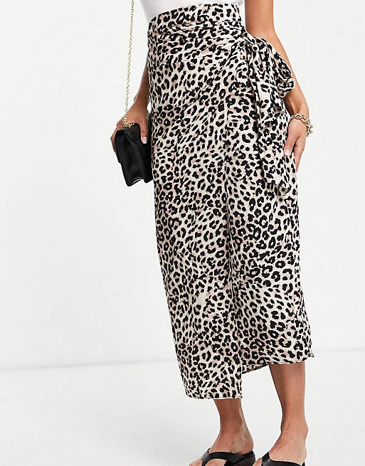 Style Cheat cami top and wrap tie midi skirt co-ord in leopard print