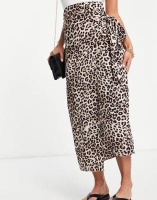 Style Cheat cami top and wrap tie midi skirt set in leopard print