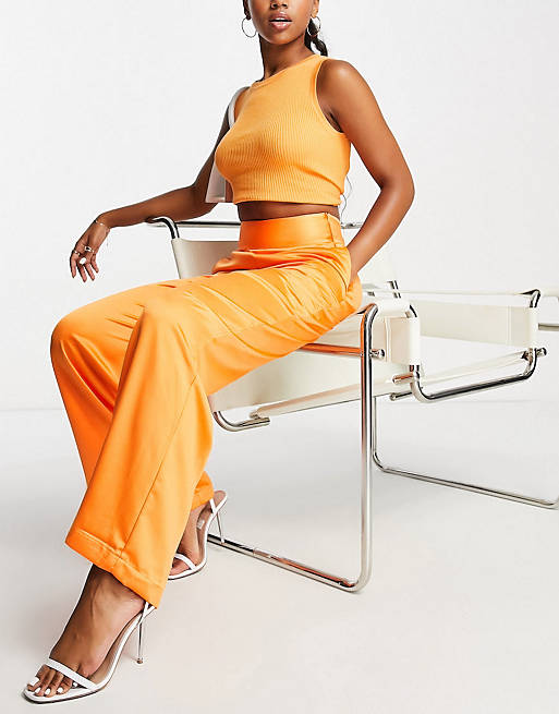 Style Cheat - Co-ord set met oversized overhemd en broek in oranje