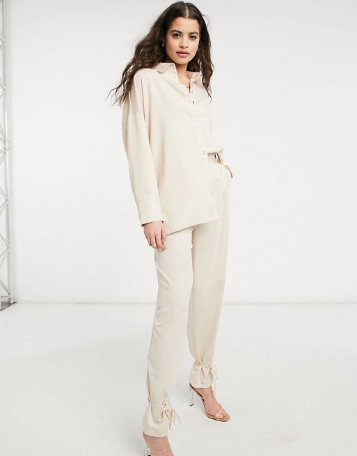 Style Cheat cuffed tailored trouser co-ord in cream