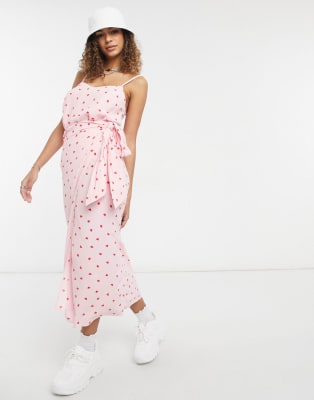 pink heart midi skirt