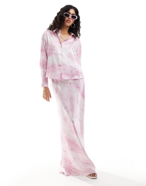 Style Cheat satin set in pink - view 1