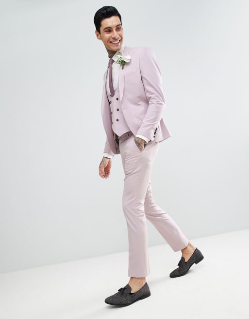 Superskinny jakkesæt i lys pink fra Noose & Monkey Wedding