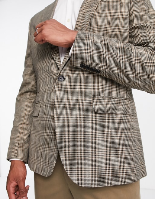 Taje marrón a cuadros de chaqueta y pantalones de River Island