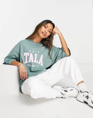TALA collegiate logo sweat with matching sets in khaki