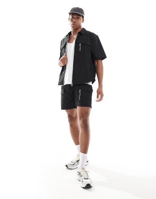 The Couture Club co-ord nylon utility set in black