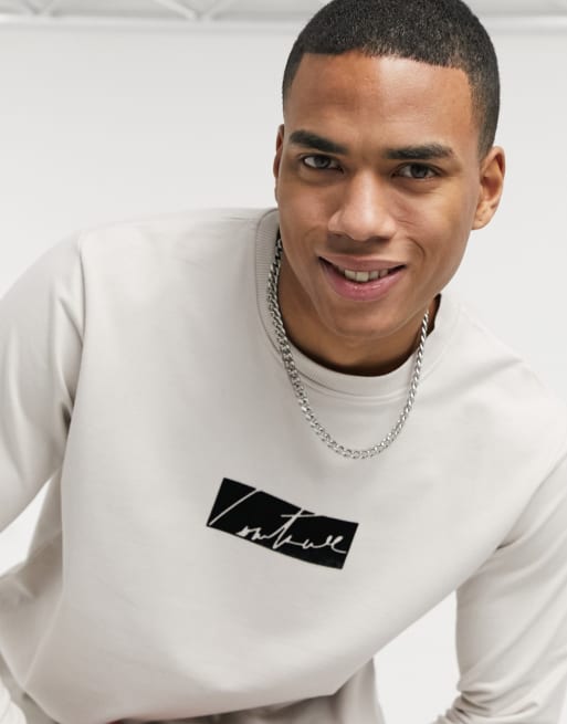 The Couture Club - Gråt sweatshirt-sæt uden kanter med velouriserede detaljer 