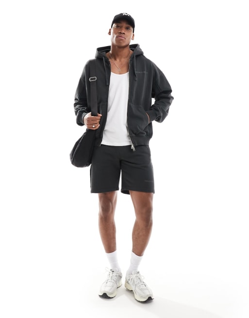 The Couture Club – Jersey-Set in Anthrazit mit unverarbeitetem Saum