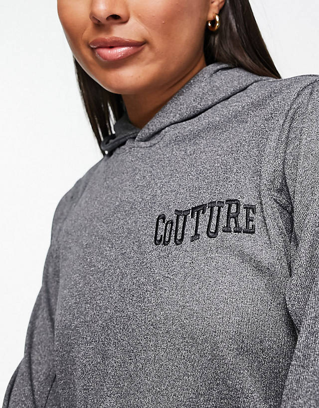 The Couture Club - ribbed varsity co-ord in grey