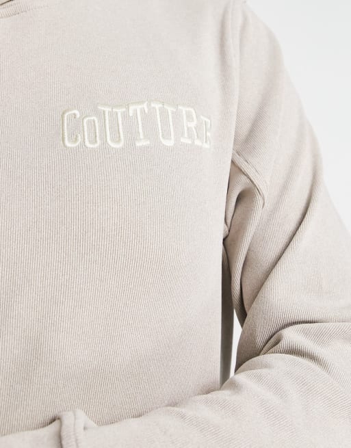 The Couture Club ribbed varsity lounge set in cream