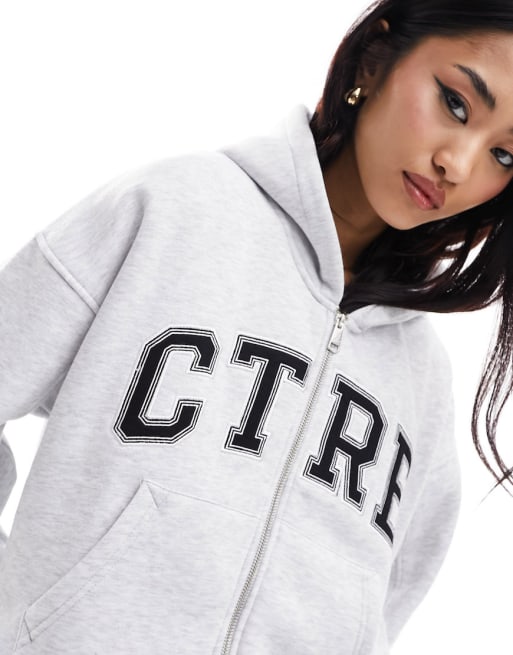 The Couture Club varsity zip through set in gray heather