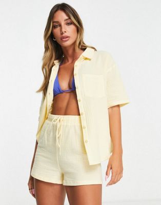 The Frolic Sunny beach shirt co-ord in lemon