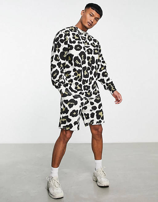 The Hundreds animal leopard print co-ord set in off white