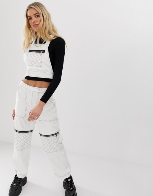 The Ragged Priest - Crop top en broek met rits detail op de dij van imitatieleer