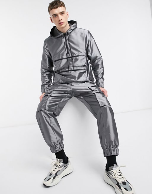 The Ragged Priest taffeta tracksuit in silver ASOS