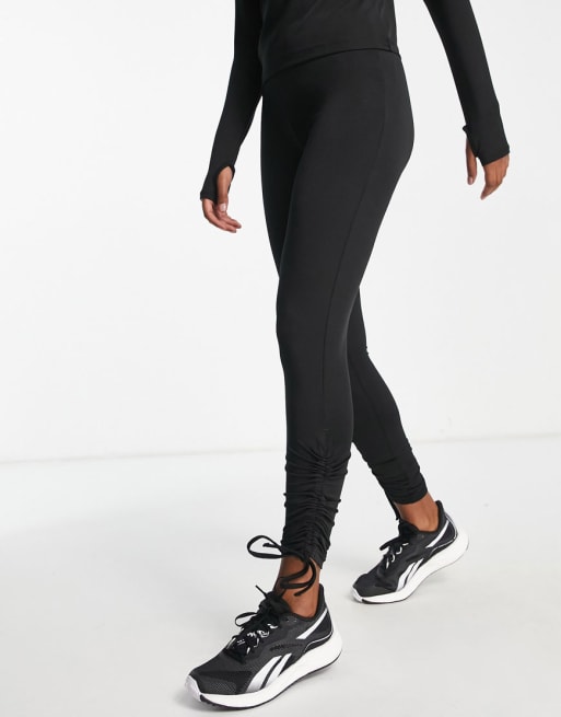 Threadbare - Fitness - Co-ord set met gerimpelde zijkanten met strik in zwart