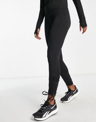 Threadbare Fitness ruched tie side gym co-ord in black